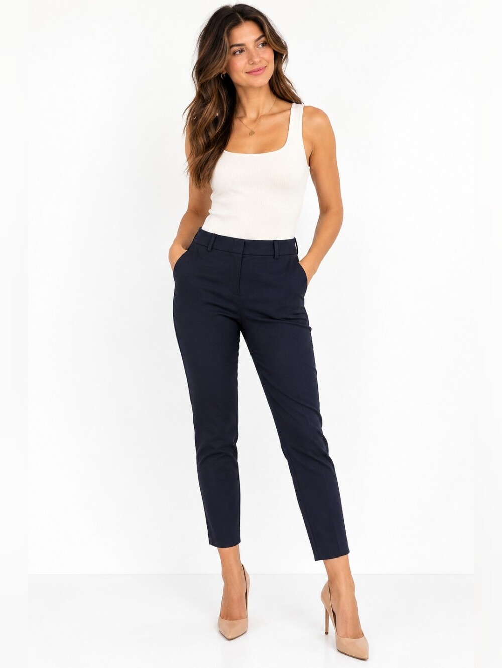 Babaton Bi-Stretch Navy Slim Ankle Dress Pants Size 6